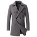 Herrenbekleidung Spot Herren Mittellange Woll- und Baumwolljacke Plaid Zweireihiger Wollmantel Herren_voghion.com