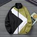 Men's Color Block Casual Jacket With Hood - Lightweight Stand Collar Windbreaker For Spring & Autumn_voghion.com