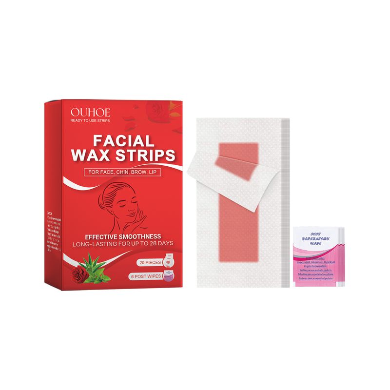 Bande de cire d'épilation douce pour le visage Rose, douce, hydratante, rafraîchissante, nettoyante, lisse, pour l'épilation des lèvres du visage_voghion.com