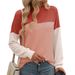 2025 Autumn/Winter New Round Neck Twist Bar Color Block Long Sleeve Loose T-shirt For Women_voghion.com