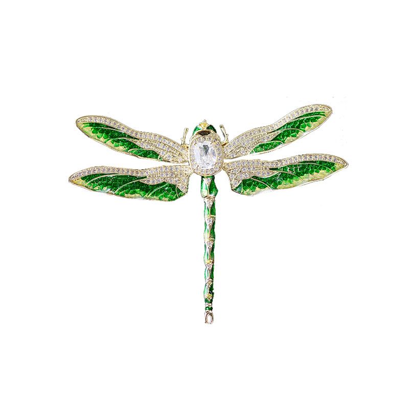 Temperament Enamel Corsage Oil Dropping Dragonfly Zircon Brooch_voghion.com