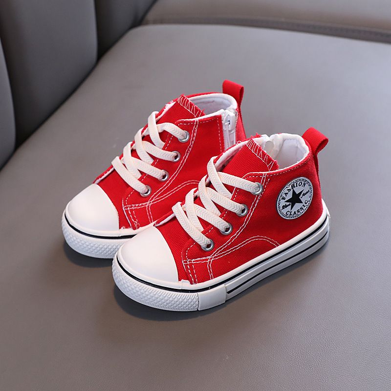 SHLIANG Småbørn Børnelærred Sko Høj top side lynlås Slip on Comfort Sportssko Åndbar blød bund Skridsikre Casual Board Sko Y0036_voghion.com