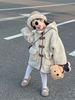 Boys' And Girls' Winter Soft Waxy Skin And Fleece Thickened Lamb Fur Buckle Hooded Medium Long Coat Warm Coat_voghion.com