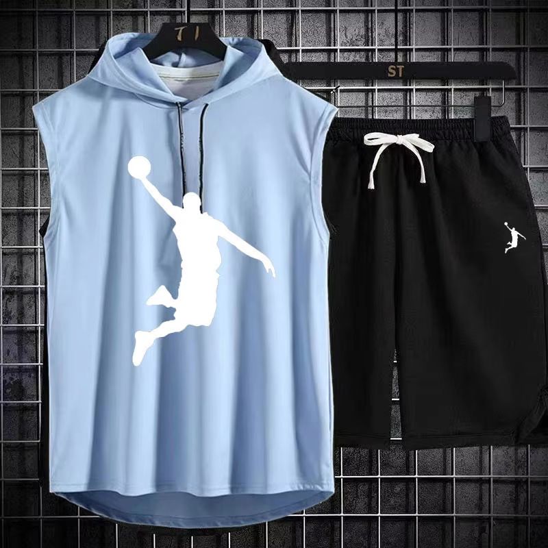 Herrenbekleidung Neuer ärmelloser Westenanzug Herren Casual Kapuzenanzug Hip Hop Herren Sportanzug_voghion.com