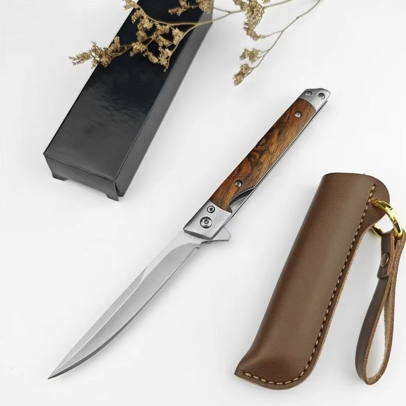 Coltello pieghevole portatile multiuso da campeggio all'aperto con apertura rapida in acciaio inossidabile e motivo Damasco ad alta durezza_voghion.com