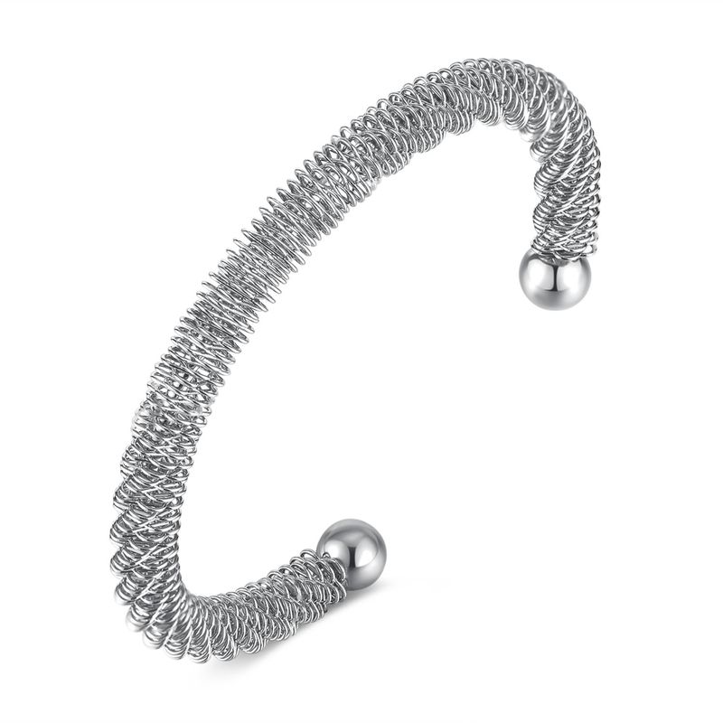C Shaped Open Stainless Steel Bracelet Elegant HighGrade Bracelet_voghion.com