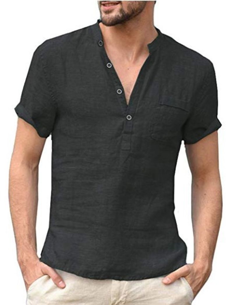 Men's Clothing Summer Cotton And Linen Shirt Hot Men's Anti Cotton And Linen Shirt Casual Linen Solid Color Shirt_voghion.com