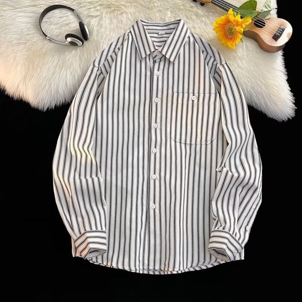 Tokyo Ghostlines – Maglietta oversize a righe verticali (unisex con scollo a V per ramen a tarda notte e scambi di riviste underground)_voghion.com