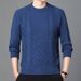 Roupas masculinas Twist tecido suéter gola redonda suéter interno masculino suéter com fundo grosso suéter moderno pulôver_voghion.com