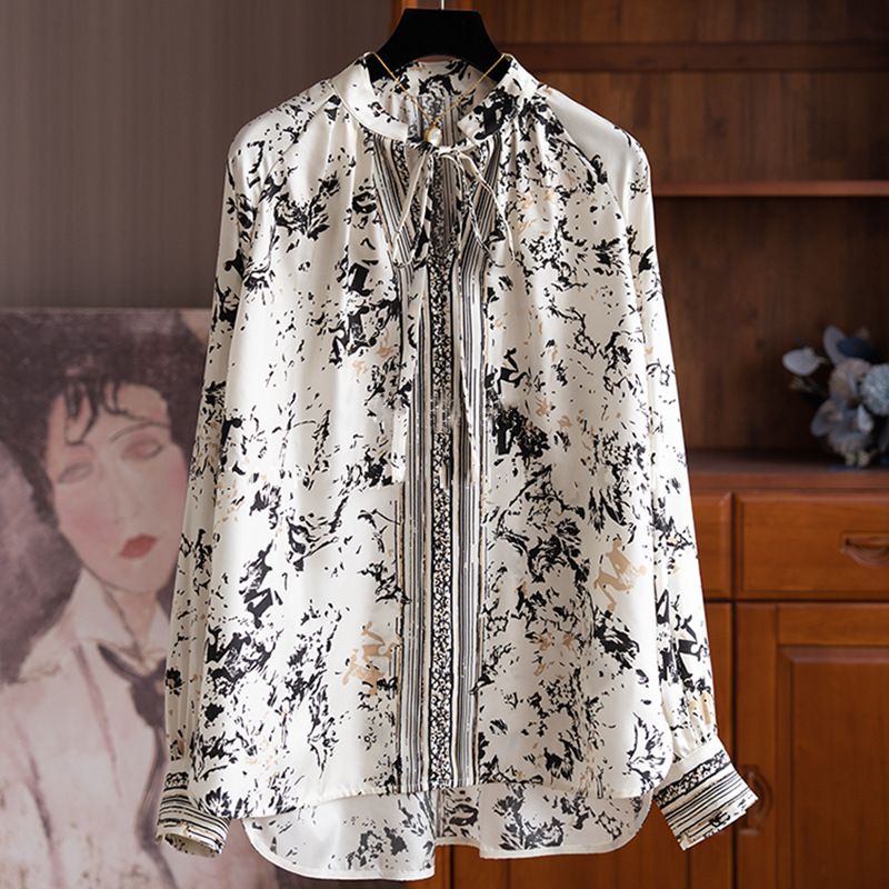 Abbigliamento da donna Camicia in twill di seta stampata_voghion.com