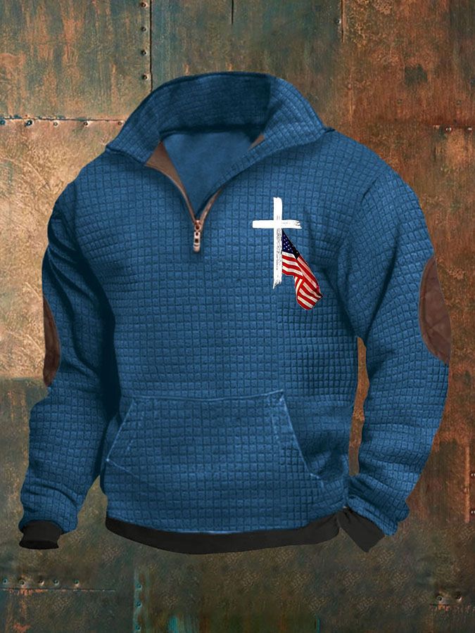 2023 For Men Spring And Autumn 3D Letter Heat Transfer High Collar Half-Zip Men's Sweatshirt_voghion.com