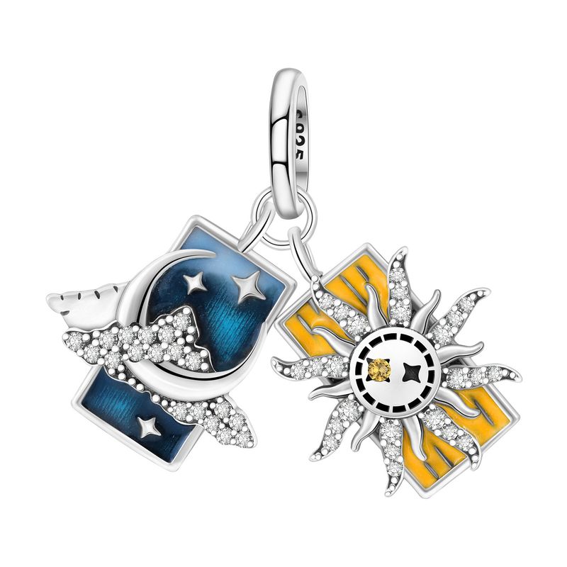 Sun & Moon Clow Card Pendant Charm,Sterling Silver Charm Beads_voghion.com
