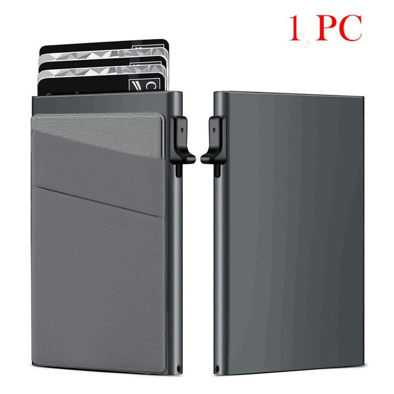 Luggage & Bags Aluminum Alloy Metal Card Box Side Push One Click Card Out Simple Anti Theft Brush Lycra Card Holder Oblique Mouth_voghion.com