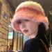 Dopamine color blocked striped plush knitted fisherman for women, 2024 autumn and winter warm woolen hat, big head_voghion.com