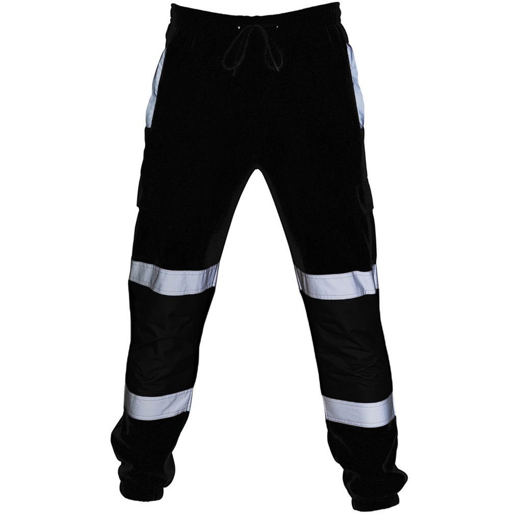 Men's Personal Sport Running Stripe Sweatpant High Visibility Road Work Overalls Pocket Casual Trousers Pants_voghion.com
