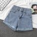 Women's Clothing Light Colored All Match High Waist Washed Denim Shorts For Women Summer Wide Leg A Line Hot Pants Trend Ins_voghion.com