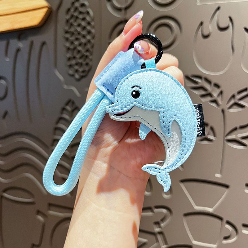 Kreative süße Marine Tier Leder Schlüsselanhänger Cartoon High Sense Whale Shark Paar Tasche Anhänger Geschenk_voghion.com