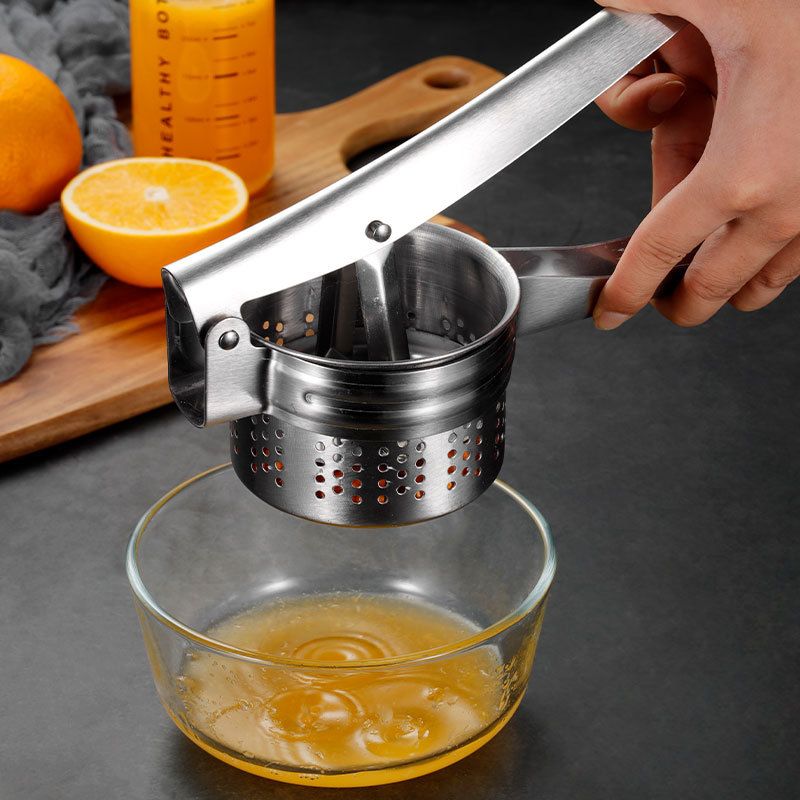 Presse-agrumes manuel en acier inoxydable 304 de qualité supérieure pour oranges et citrons, permettant une extraction homogène et un nettoyage facile._voghion.com