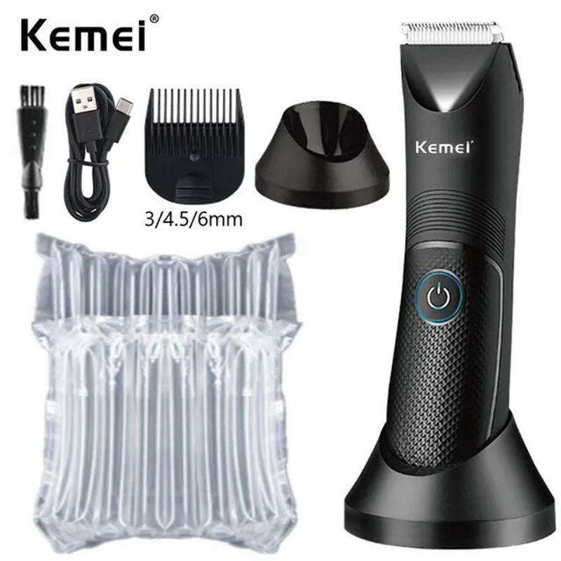Kemei Groin Area Hair Trimmer Lawn Mower Ceramic Blade Waterproof Wet Dry Clippers Pubic Armpit Body Hair Ultimate Hygiene Razor YCDC_voghion.com