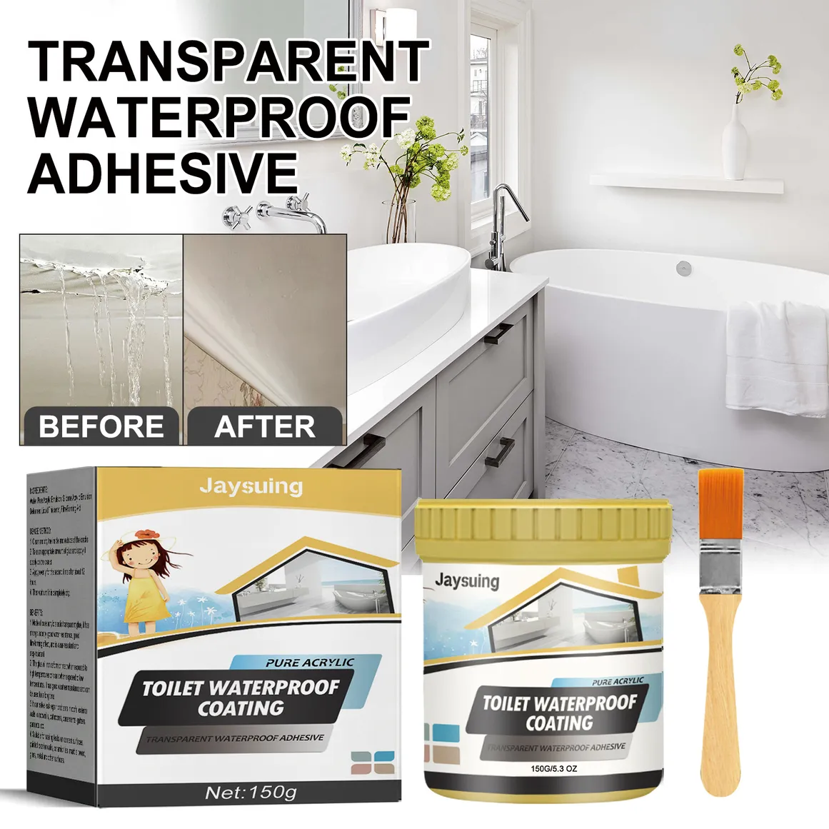 Leak-proof Waterproof Glue, Transparent Waterproof Glue for Bathroom, Leak-proof Exterior Wall, Brick-free Waterproof Coating_voghion.com