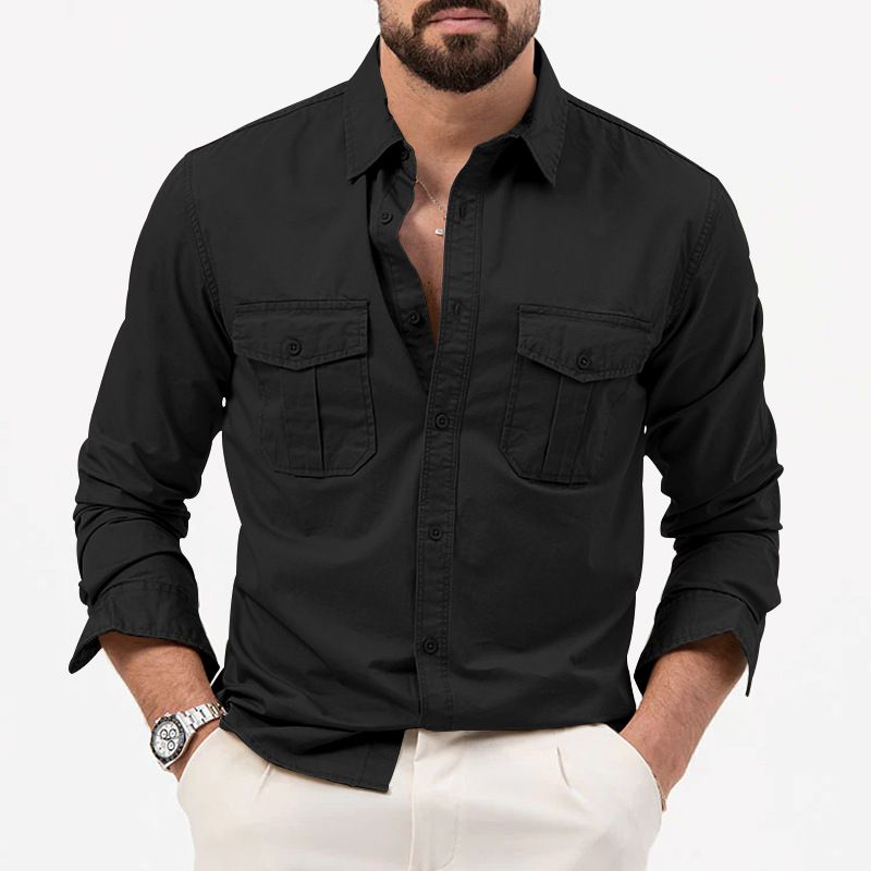 Men's Shirt Multi-pocket Casual Long-sleeved Top For Men_voghion.com
