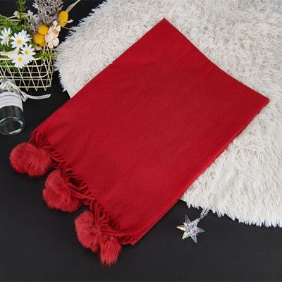 Haarballen-Schal Damen Winter Imitations-Kaschmirschal einfarbig warm schlicht doppelseitig multifunktional koreanischer Stil Schal_voghion.com