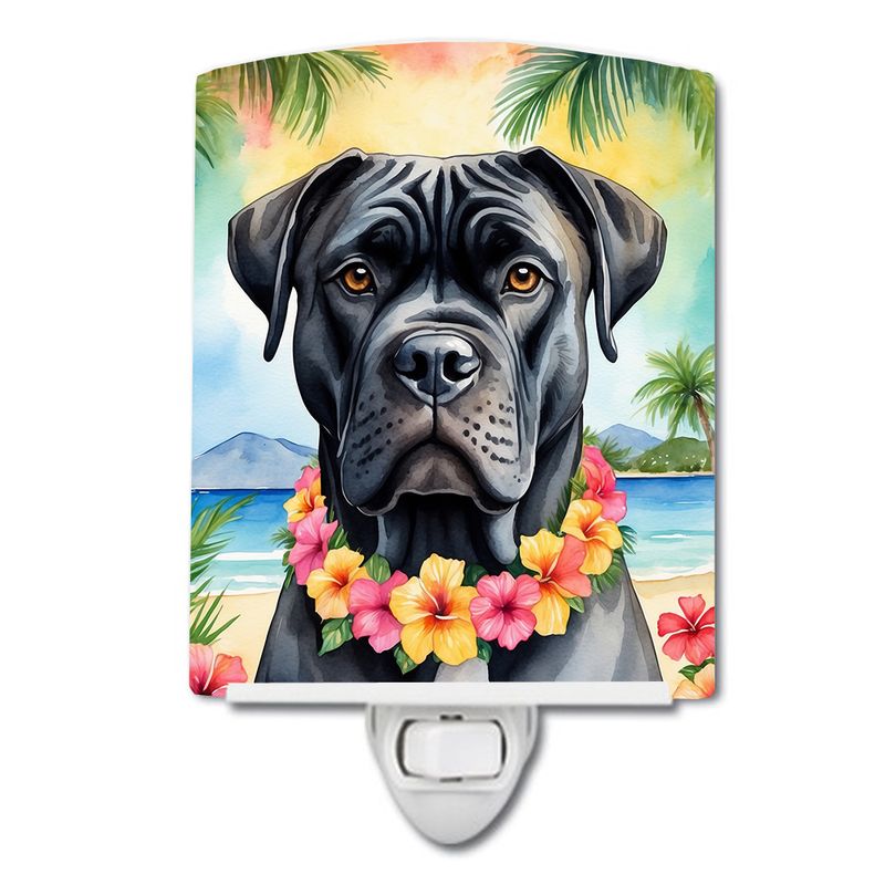 NEW Cane Corso Luau Ceramic Night Light Compact, UL-Certified, Ideal for Bedroom, Bathroom, Nursery, Hallway, Kitchen, 6x4x3, Multicolor_voghion.com