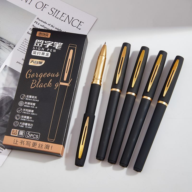 Premium Black & Gold Carbon Gel Pen - Smooth Writing, 0.5mm/0.7mm/1.0mm Fine Tip For Students, Office & Signatures_voghion.com