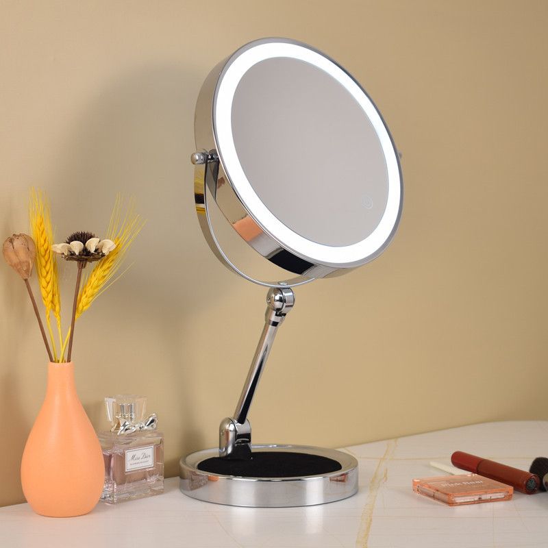 Mother & Kids Folding Makeup Mirror Desktop Magnifying Desktop Double Sided LED Light With Smart Fill Light Dressing Mirror Touch Switch_voghion.com