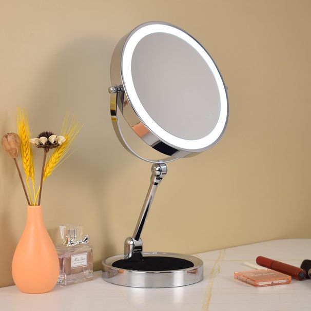 Mother & Kids Folding Makeup Mirror Desktop Magnifying Desktop Double Sided LED Light With Smart Fill Light Dressing Mirror Touch Switch_voghion.com