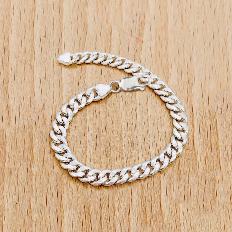 Bracciale cubano laterale in argento puro intagliato per uomo e donna, personalità hip-hop, gioielli versatili di alta qualità_voghion.com