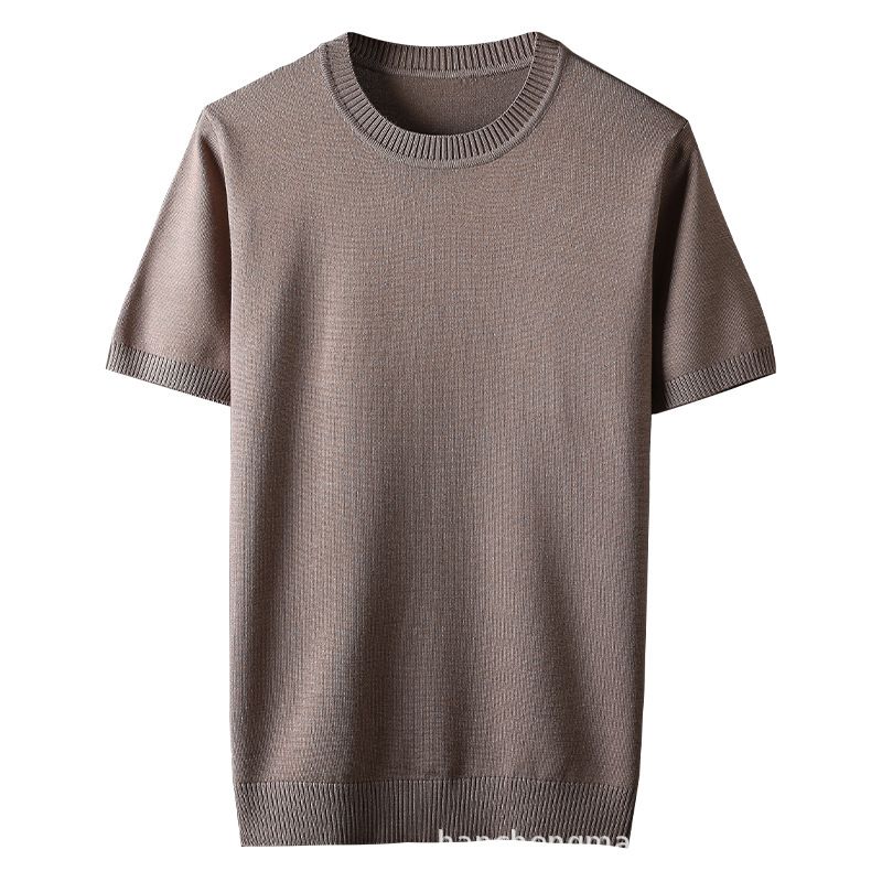męski sweter jesienno-zimowy z krótkim rękawem modny sweter wersja siatkowa jednolity kolor gruby dół jednoczęściowy_voghion.com