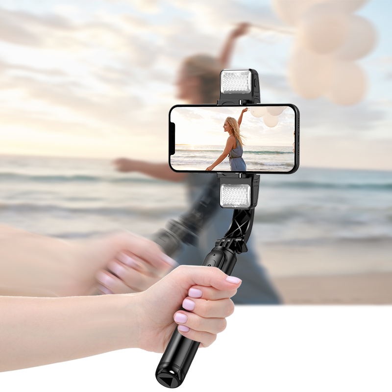 Universalgelenkstabilisator mit Selfie-Stick, drehbares Dual-Light-tragbares Handheld-Universalgelenk, mit Tri_voghion.com