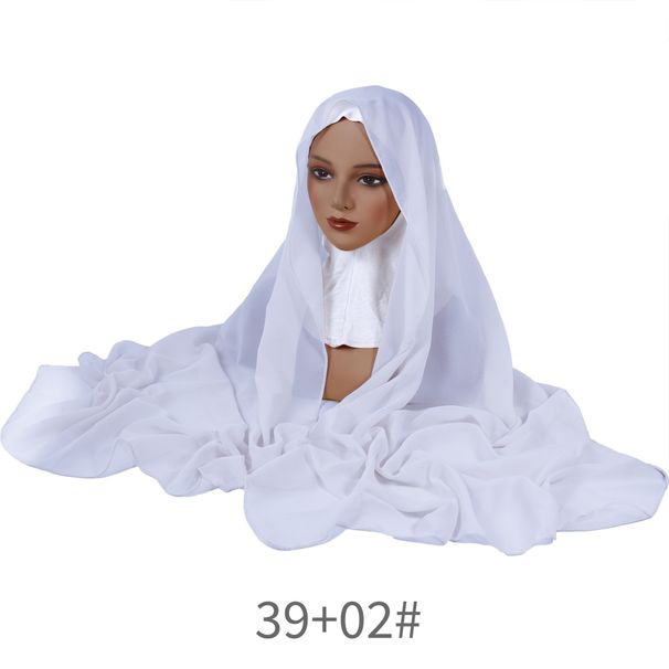Set aus Chiffon-Kopftuch und Unterhut – Kombination aus einfarbigem Perlenpullover (atmungsaktive muslimische Kopfbedeckung)_voghion.com
