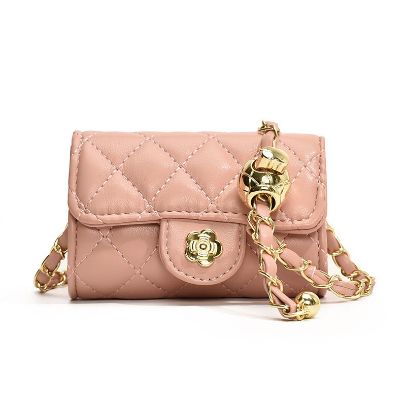 Damen Umhängetaschen Ein-Schulter-Tasche mit rautenförmigem Stickfaden und goldener Kugel Mini Casual Pendeln_voghion.com