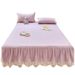 Elegante gonna da letto in cotone effetto nuvola con bordo in pizzo – Copriletto morbido e antiscivolo per letto matrimoniale/king size (traspirante, ipoallergenico)_voghion.com