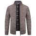 Herren Slim Strickpullover Jacke Winter Verbesserte Fleece Gefüttert Stehkragen Lässiger Pullover Thermo Oberbekleidung_voghion.com