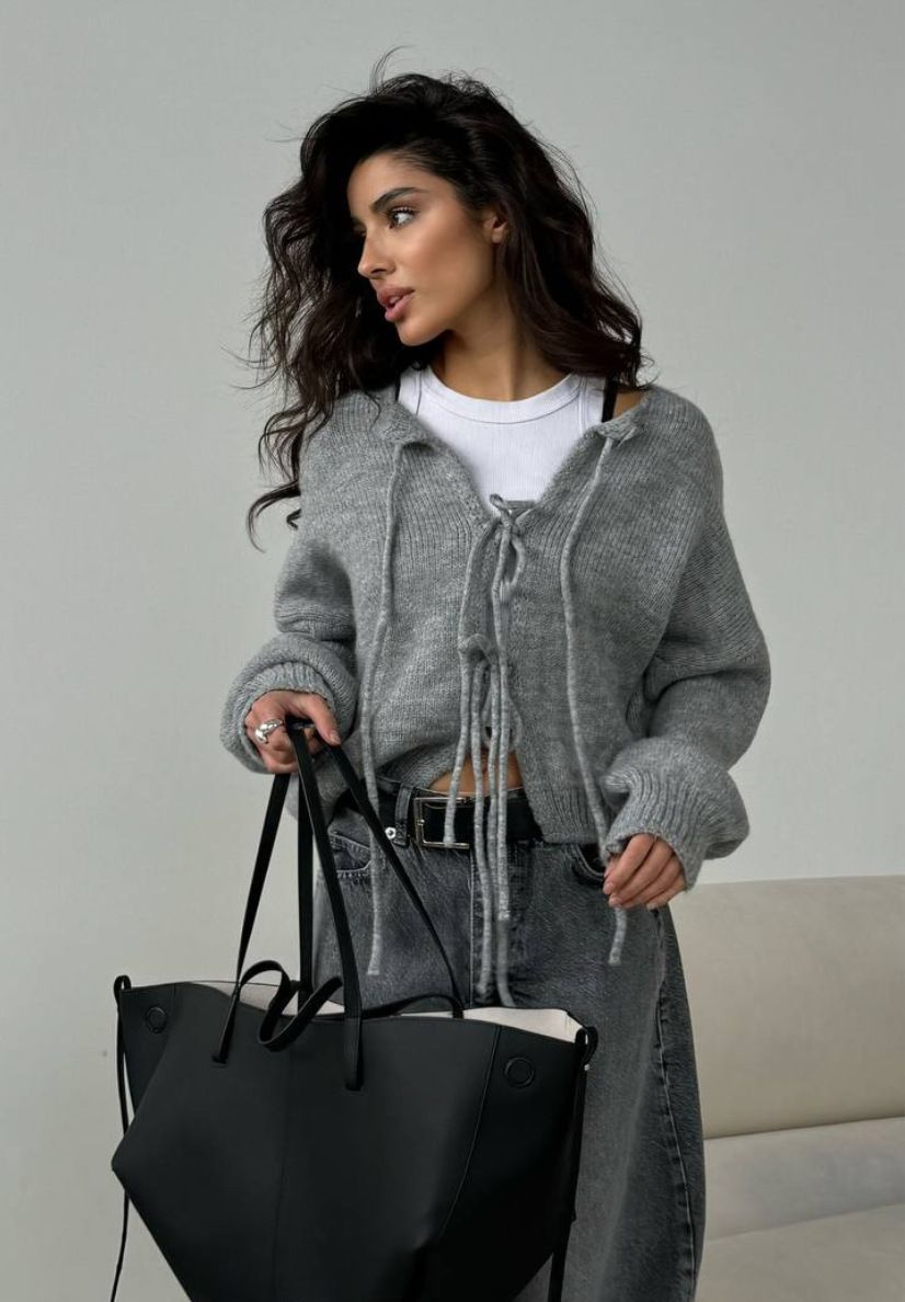 Women's Bow-Tie Knit Cardigan – Cozy Long-Sleeve Lazy Chic Sweater For Early Spring_voghion.com