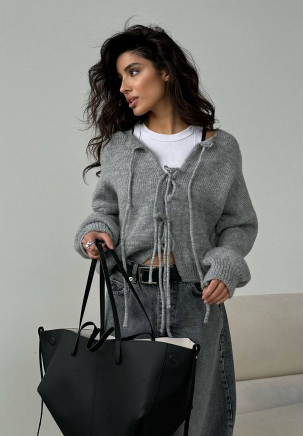 Women's Bow-Tie Knit Cardigan – Cozy Long-Sleeve Lazy Chic Sweater For Early Spring_voghion.com