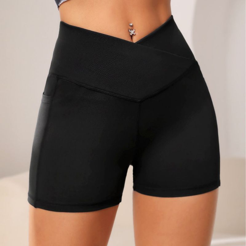 Women's sports yoga bottoming three-quarter pants moisture-wicking quick-drying breathable running fitness shorts_voghion.com