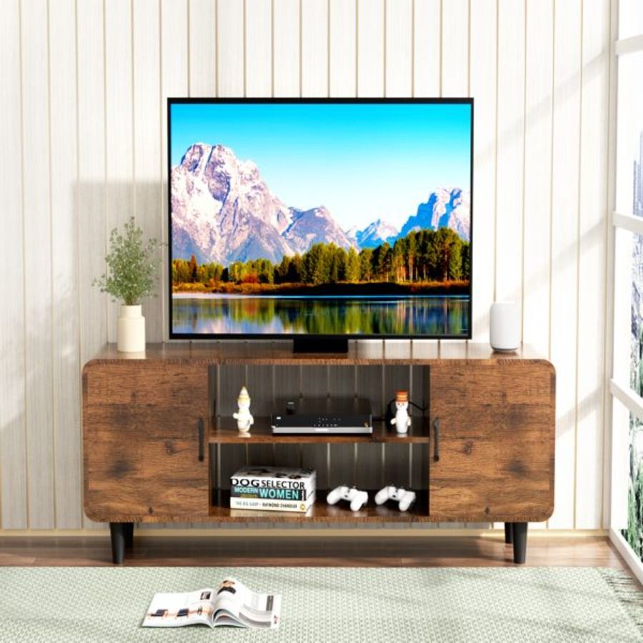 With Storage Soft Media Cabinets Hinge For 55 Table Center Living TV Console Inch Door TV Handle Stand For With R Entertainment_voghion.com