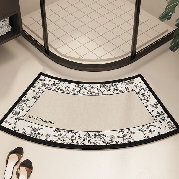 Alfombra curva para baño, absorbente de diatomeas, de secado rápido, con forma de abanico_voghion.com