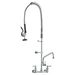 VEVOR Commercial Faucet With Pre-Rinse Sprayer, 36" Height, 8" Center, 12" Swing Spout, Wall Mount Kitchen Sink Faucet, Brass Constructed Device With Pull Down Spray, For 1/2/3 Compartment Sink_voghion.com