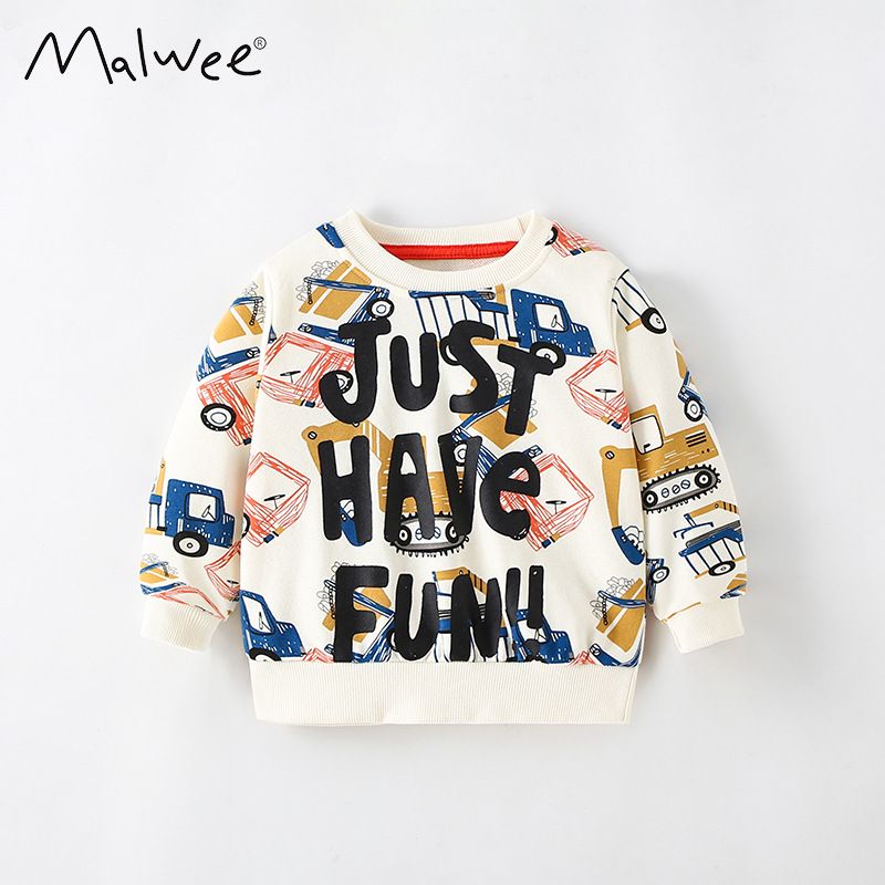 Malwee Boys' Clothing Autumn New Style Letter Print Long Sleeve Base Layer Children's Sweatshirt_voghion.com