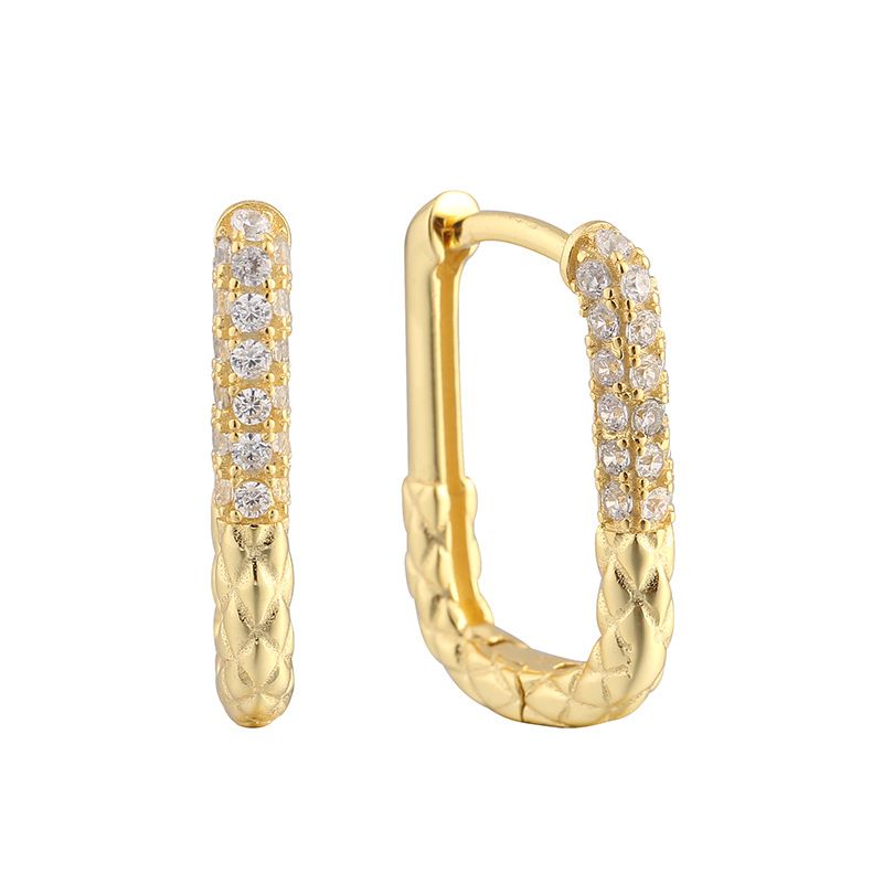 Boucles d'oreilles à diamant torsadé à la mode Boucles d'oreilles à micro-incrustations de zircon Boucles d'oreilles à diamant Boucles d'oreilles rectangulaires géométriques pour femmes_voghion.com