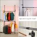 Telescopic Garment Rack, Heavy Duty Design Movable DIY By Hand No Damage To Wall Ceiling Hanging Rail, 31-47in Wide Adjustable, 120 Kilogram Loading, Reach Hook Included,Black_voghion.com