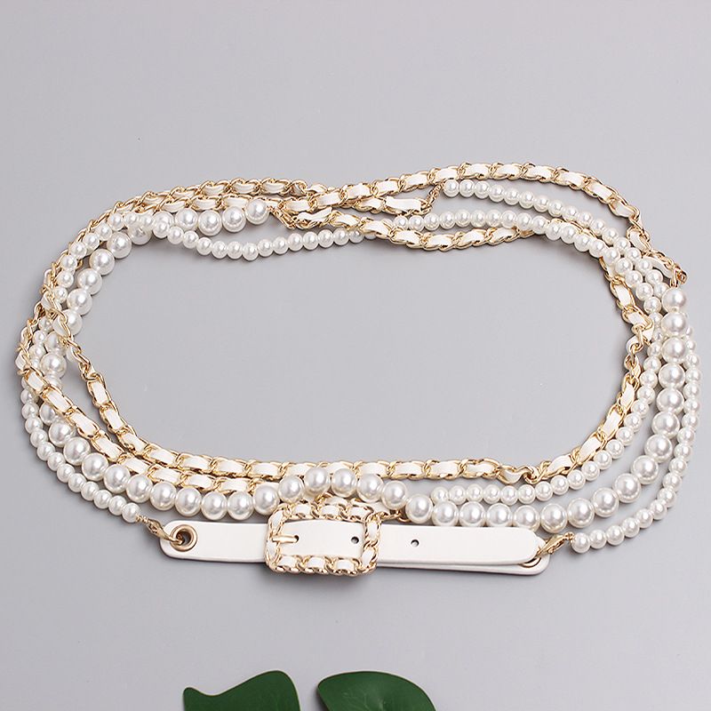 21 jauna, moderna, daudzpusīga, ar pērlēm dekorēta josta sievietēm, kleitas, bikses, svārki, garas jostasvietas dekorācijas, jostasvietas ķēdes_voghion.com