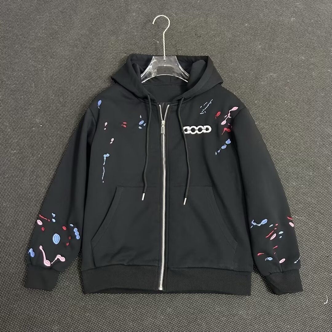 Herren-Kapuzenpullover, leicht und lässig, für Frühling und Herbst | Bequemer, locker sitzender Kapuzenpullover mit Reißverschluss in Weiß und Schwarz_voghion.com