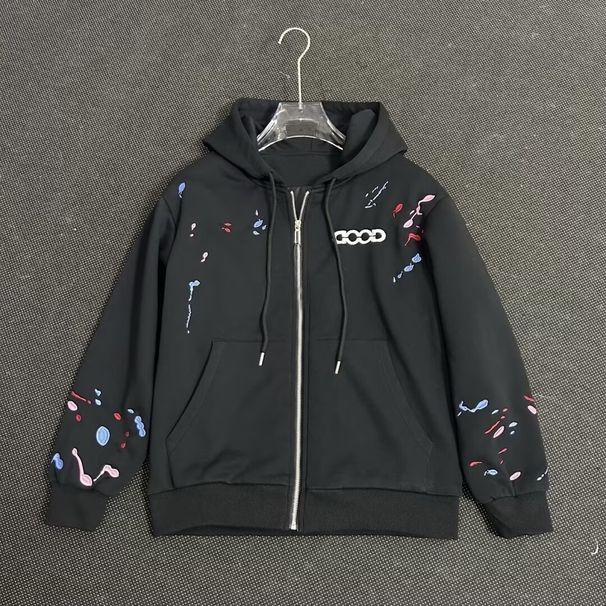 Herren-Kapuzenpullover, leicht und lässig, für Frühling und Herbst | Bequemer, locker sitzender Kapuzenpullover mit Reißverschluss in Weiß und Schwarz_voghion.com