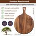 Acacia Wood Cutting Board with Handle Wooden Chopping Board Round Paddle Cutting Board for Meat Bread Serving Charcuterie_voghion.com